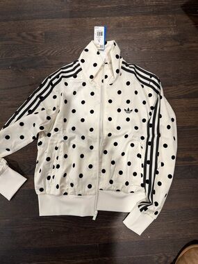 adidas Originals White and Black Polka Dot Track Jacket